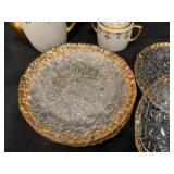 W.Pickard China Hand painted Set with 6 Gold Rimmed Dessert Plates