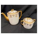 W.Pickard China Hand painted Set with 6 Gold Rimmed Dessert Plates