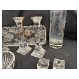 Crystal Set with Candlesticks, Bowls, Platter