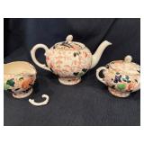 Tea Set, Crystal Mustard, Cream & Sugar, and Vase