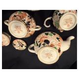 Tea Set, Crystal Mustard, Cream & Sugar, and Vase