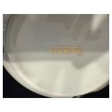 Tea Set, Crystal Mustard, Cream & Sugar, and Vase