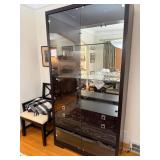 Michael Weiss Lighted Mirrored Back Display Cabinet with Glass Doors and Drawer
