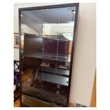 Michael Weiss Lighted Mirrored Back Display Cabinet with Glass Doors and Drawer