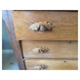 Vintage Oak Knobbed Dresser with Vintage Lamps & Hand Mirror