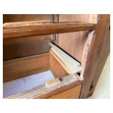 Vintage Oak Knobbed Dresser with Vintage Lamps & Hand Mirror