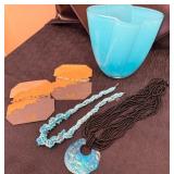 Blue Vase with Scout Curated Wears & Attractive Beaded Necklaces