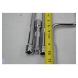 Hand Tool Lot - 3 Socket Extensions and Speed Handle