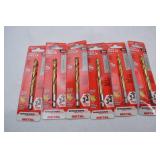 Lot of 7 Milwaukee Red Helix Titanium Impact Drill Bits 9/32 in