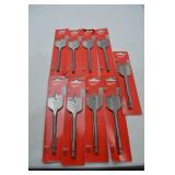 Lot of 9 Milwaukee 1-1/2 Inch Flat Boring Bits