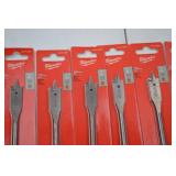 Hand tool lot: 22 Milwaukee 5/8 in Flat Boring Bits, New