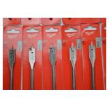 Hand tool lot: 22 Milwaukee 5/8 in Flat Boring Bits, New