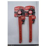 Milwaukee 14 Inch Steel Pipe Wrenches - 2 Pack Hand Tool Lot