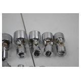 Hand tool lot: assorted universal joint sockets - 60+ pieces