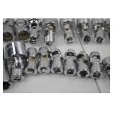 Hand tool lot: assorted universal joint sockets - 60+ pieces