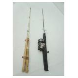 Vintage St. Croix "Fishing Machine" Collapsible Rod & Reel Combo & 2 Ice Fishing Jig Poles