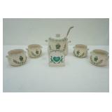 Stoneware Soup Crocks and Tureen with Lid and Ladle