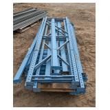 10 ft by 2 ft uprights 3 total with 20 8ft cross beams - support and boards for shelves - Blue