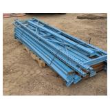 10 ft by 2 ft uprights 3 total with 20 8ft cross beams - support and boards for shelves - Blue