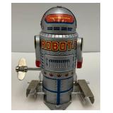 Tin Litho Miniature Wind-Up Robot (WORKS) 4"