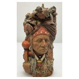 Vintage Casted Carved Indian Bust Nicely Detailed Wall Hanging 7"