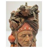 Vintage Casted Carved Indian Bust Nicely Detailed Wall Hanging 7"