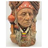 Vintage Casted Carved Indian Bust Nicely Detailed Wall Hanging 7"