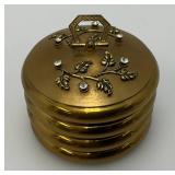 MCM Gold Tone Rhinestone Jeweled Stacking Ashtray Set