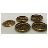 MCM Gold Tone Rhinestone Jeweled Stacking Ashtray Set