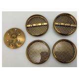 MCM Gold Tone Rhinestone Jeweled Stacking Ashtray Set