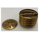 MCM Gold Tone Rhinestone Jeweled Stacking Ashtray Set