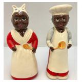 Vintage 8" Aunt Jemima & Chef Salt & Pepper Shacker Set (Chef Has Head Repaired )