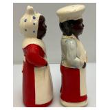 Vintage 8" Aunt Jemima & Chef Salt & Pepper Shacker Set (Chef Has Head Repaired )