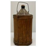 Antique Early Metal And Wood Kerosene Jug 15" Tall And Heavy Metal 7" Cow Bell
