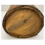 Antique Early Metal And Wood Kerosene Jug 15" Tall And Heavy Metal 7" Cow Bell