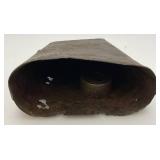 Antique Early Metal And Wood Kerosene Jug 15" Tall And Heavy Metal 7" Cow Bell