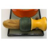 Antique Folding Tabletop Shaving Mirror Cup And Brush