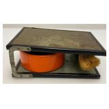 Antique Folding Tabletop Shaving Mirror Cup And Brush