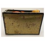 Antique Folding Tabletop Shaving Mirror Cup And Brush