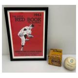 Baseball Framed Print And Vintage Hardwood Brand No. 100 C Official Softball