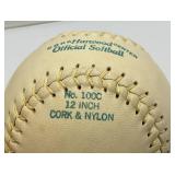 Baseball Framed Print And Vintage Hardwood Brand No. 100 C Official Softball