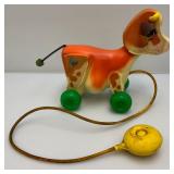 Very Old Fisher Price Including Chicken And Cow Pull Toys