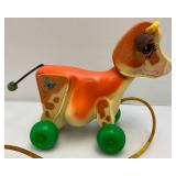 Very Old Fisher Price Including Chicken And Cow Pull Toys