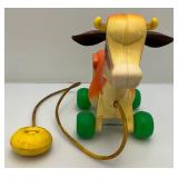 Very Old Fisher Price Including Chicken And Cow Pull Toys