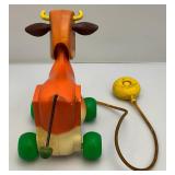 Very Old Fisher Price Including Chicken And Cow Pull Toys