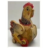 Very Old Fisher Price Including Chicken And Cow Pull Toys