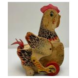 Very Old Fisher Price Including Chicken And Cow Pull Toys