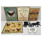 Misc. Vintage Wall Hanging Metal Signs, Cut-Outs And More
