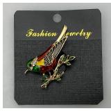 Vintage Exquisite Bird Brooch Fashion Jewelry On Original Card