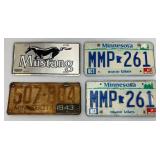 Vintage License Plates Including 1943 Minnesota License Plate And More
